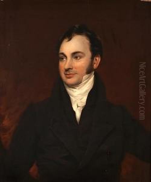 A Portrait Of A Gentleman, Half-length Oil Painting by George Henry Harlow