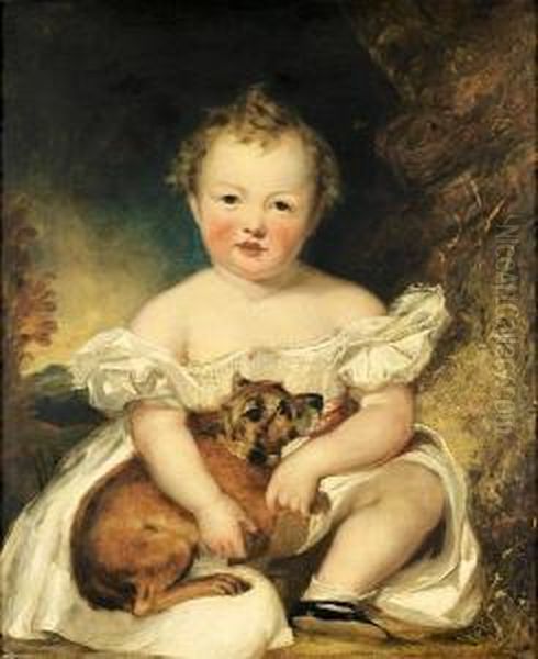 Portrait Of Master Stanhope With His Dog Oil Painting by George Henry Harlow