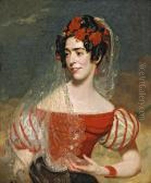 A Portrait Of A Lady In A Spanish Costume Oil Painting by George Henry Harlow