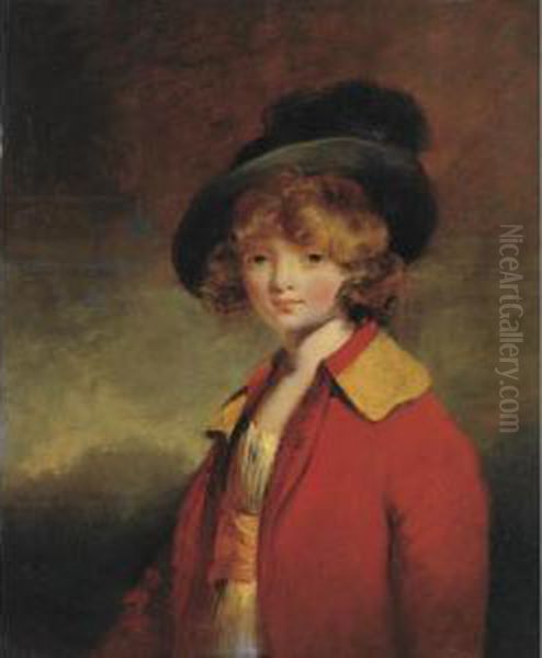 Portrait Of A Young Boy, Said To Be Master Worsley Oil Painting by George Henry Harlow