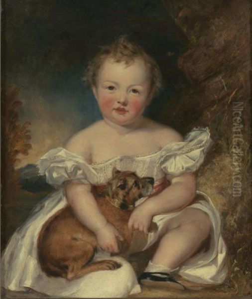 Portrait Of Master Stanhope And His Dog Oil Painting by George Henry Harlow