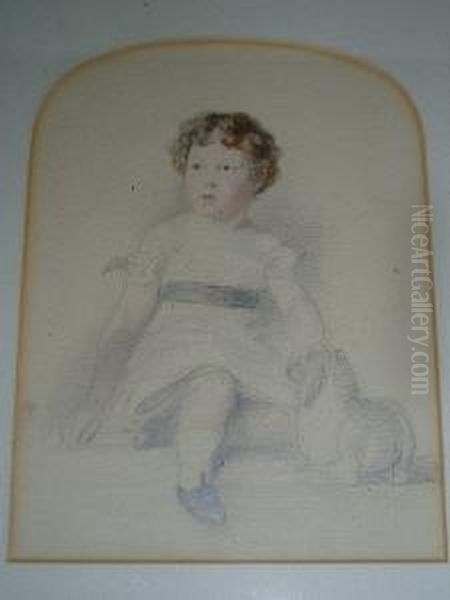 A Portrait Of A Young Child With A Dog Oil Painting by George Henry Harlow