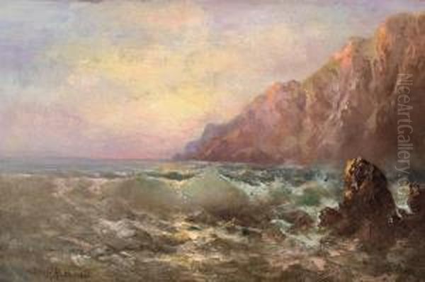 Coastal Sunset Oil Painting by Charles Henry Harmon