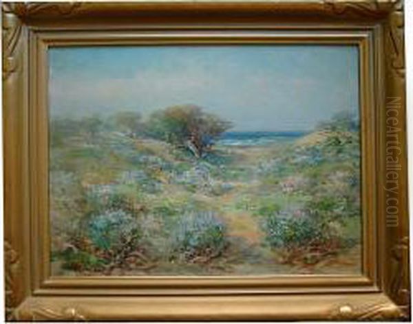 A Coastal View With Flowering Dunes Oil Painting by Charles Henry Harmon