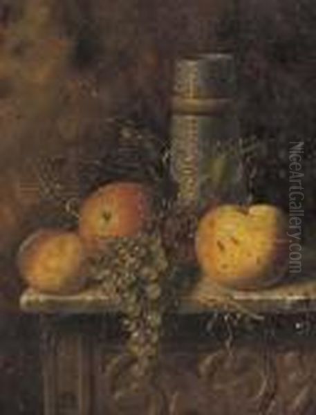 Still Life With Fruit And Vase Oil Painting by William Michael Harnett