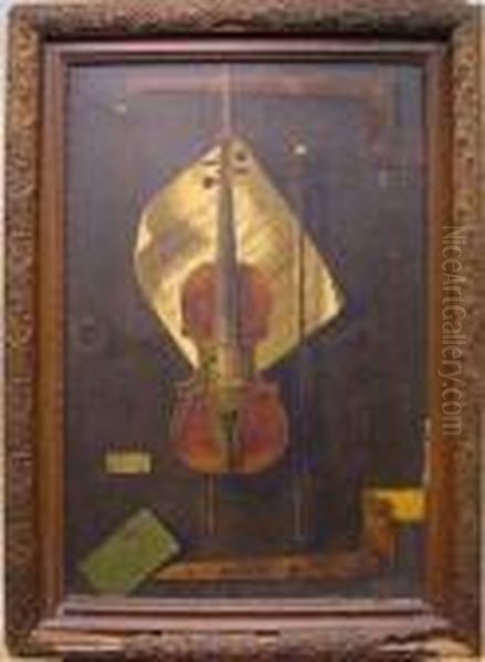 The Old Violin Oil Painting by William Michael Harnett