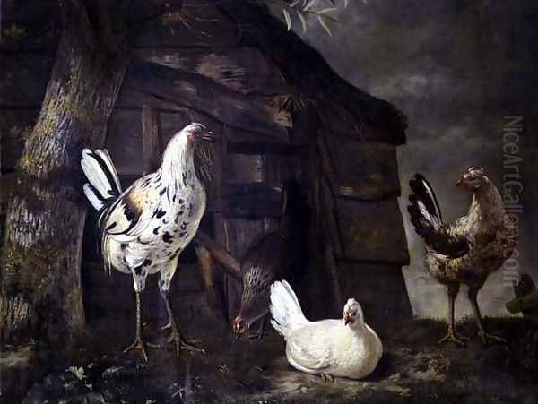 Poultry Oil Painting by Govert Dircksz. Camphuysen