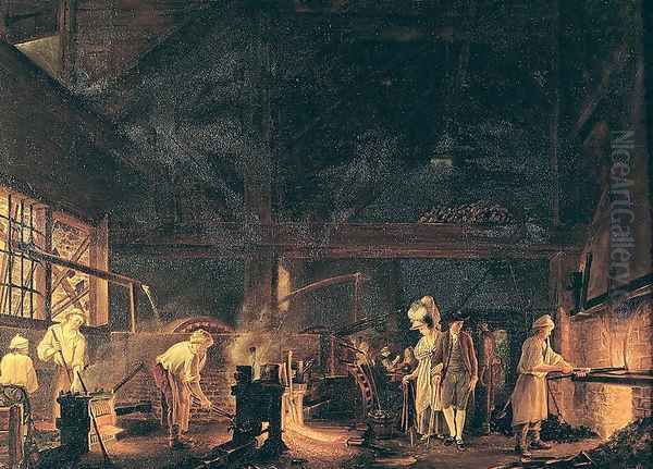 Interior of a Forge, 1771 Oil Painting by Jean Baptiste Bernard Coclers