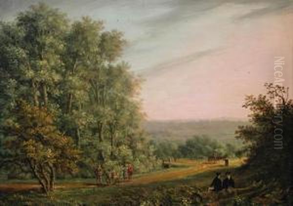 Cambridge From Madingley Woods Oil Painting by Richard Bankes Harraden