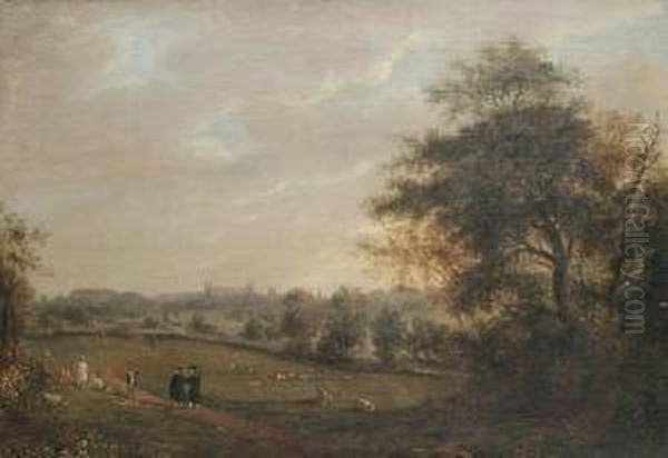 A View Of Eton From The North Oil Painting by Richard Bankes Harraden