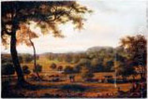 A Prospect Of Wimpole House And Park, Cambridgeshire, The Seat Of The Earl Of Hardwicke Oil Painting by Richard Bankes Harraden