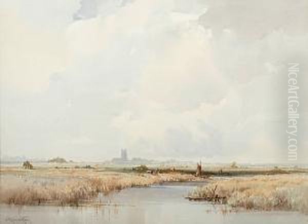 A Norfolk River Oil Painting by Charles Harrington