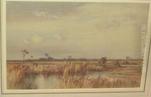 Reed Cutters Oil Painting by Charles Harrington