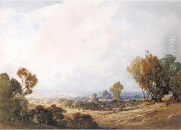 A Distant View Of Chichester, Sussex Oil Painting by Charles Harrington