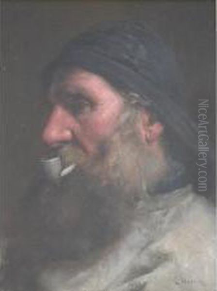 The Old Fisherman Oil Painting by Edwin Harris