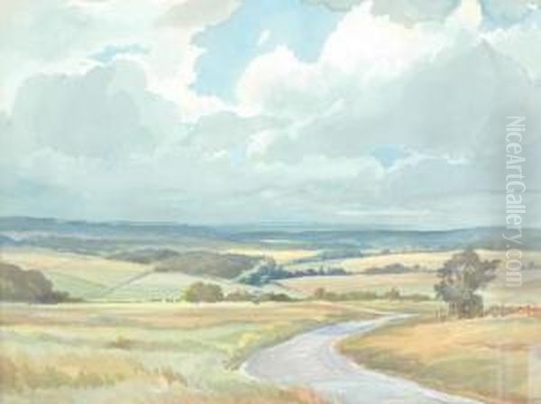 Storm Clouds Over The Weald Oil Painting by Edwin Harris