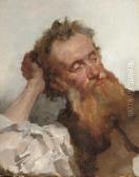 Portrait Of An Old Man Oil Painting by Edwin Harris