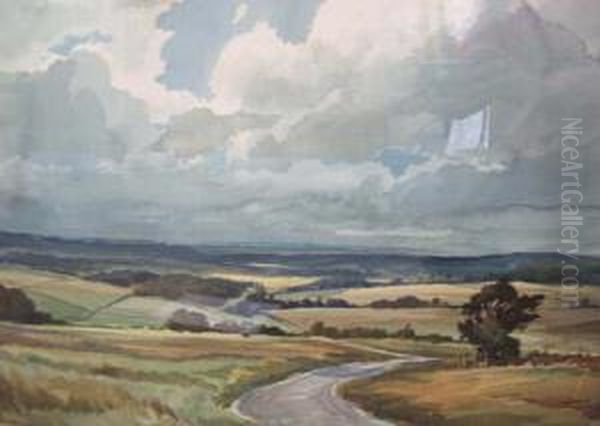 Storm Clouds Over The Weald Oil Painting by Edwin Harris