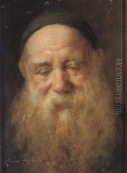 Portrait Of An Old Man Oil Painting by Edwin Harris