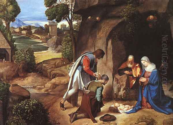 Adoration of the Shepherds (detail) 1505-10 Oil Painting by Giorgione