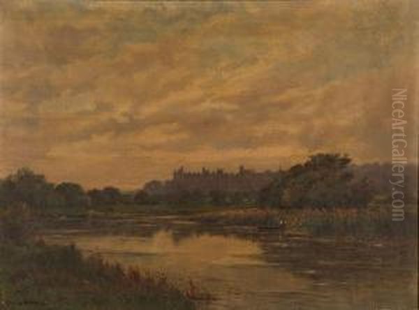 View Towards Arundel Castle From The River Oil Painting by Edwin Harris