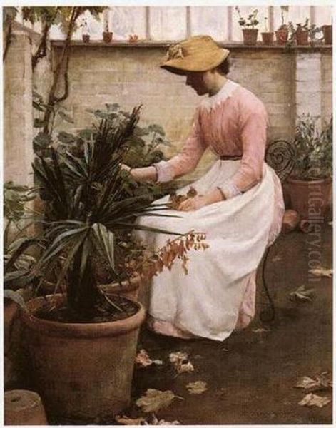 ````dead Leaves'' (in The Greenhouse) Oil Painting by Edwin Harris