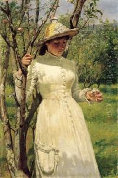 Under The Blossom That Hangs On The Bough Oil Painting by Edwin Harris