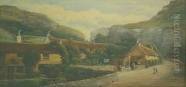 Street Scene Incheddar Gorge Oil Painting by Henry Harris