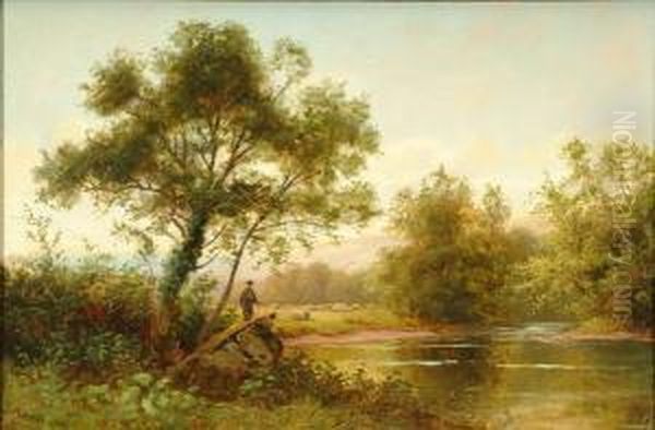 Fishing At Sunset Oil Painting by Henry Harris