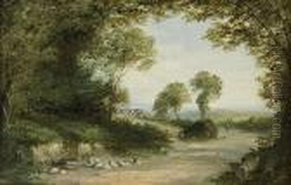 Lane In Dorsetshire Oil Painting by Henry Harris