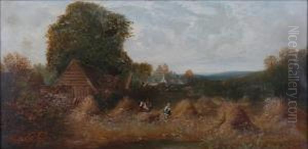 Harvesting Scenes Apair Oil Painting by Henry Harris