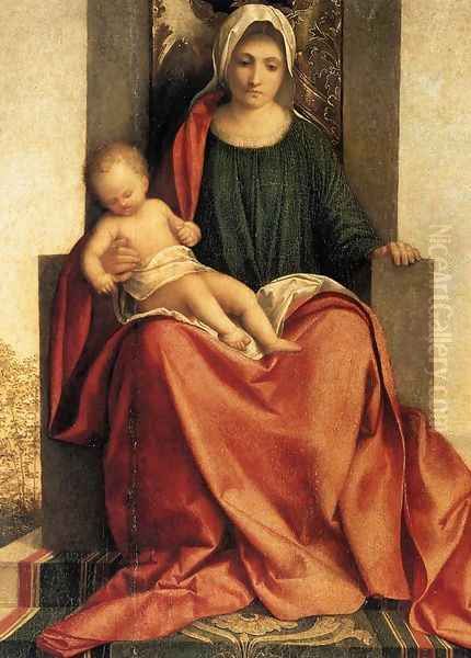 Madonna and Child Enthroned between St Francis and St Liberalis (detail) c. 1505 Oil Painting by Giorgione