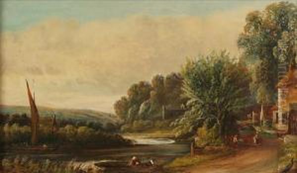 Conham Weir, Tavernand Ferry Oil Painting by Henry Harris