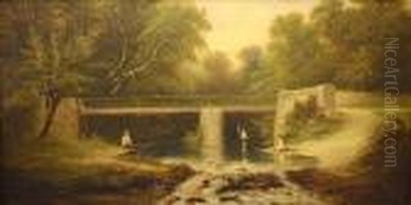 Theplank Bridge Over The Frome At Stapleton Oil Painting by Henry Harris