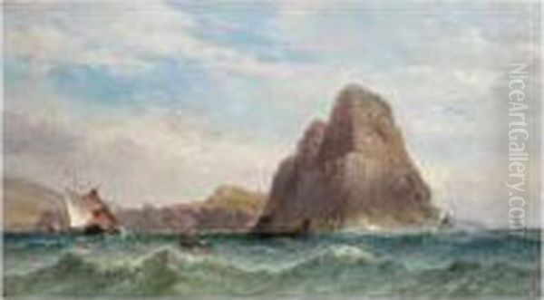 Sailing Off Worm's Head Oil Painting by James Harris of Swansea