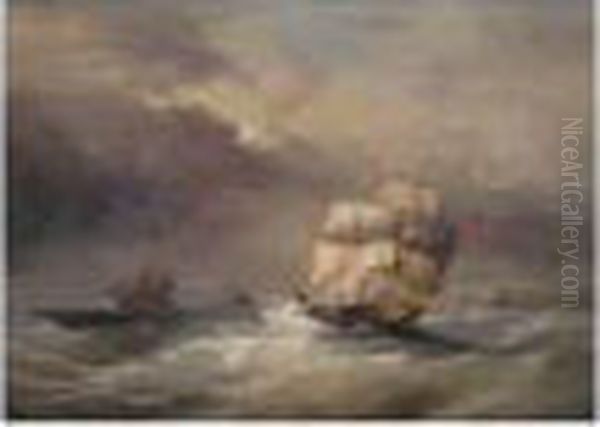 Stormy Weather Off Mumble's Head Oil Painting by James Harris of Swansea