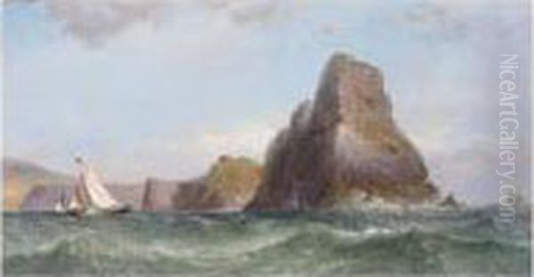 Fishing Off Worm's Head Oil Painting by James Harris of Swansea