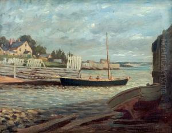 Fishing Harbour And Village, Prince Edward Island by Robert Harris