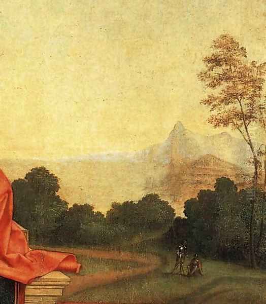 Madonna and Child Enthroned between St Francis and St Liberalis (detail) 2 Oil Painting by Giorgione