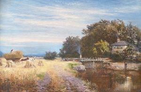 Boveney Lock, Near Windsor Oil Painting by William E. Harris