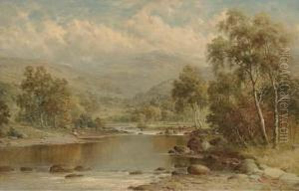 The Winding Of The Llugwy, Near Capel Curig Oil Painting by William E. Harris