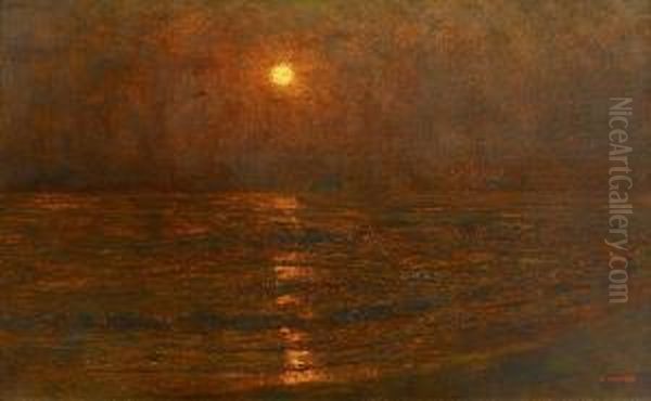 Coucher Dusoleil Effet Rouge Oil Painting by Alexander Thomas Harrison