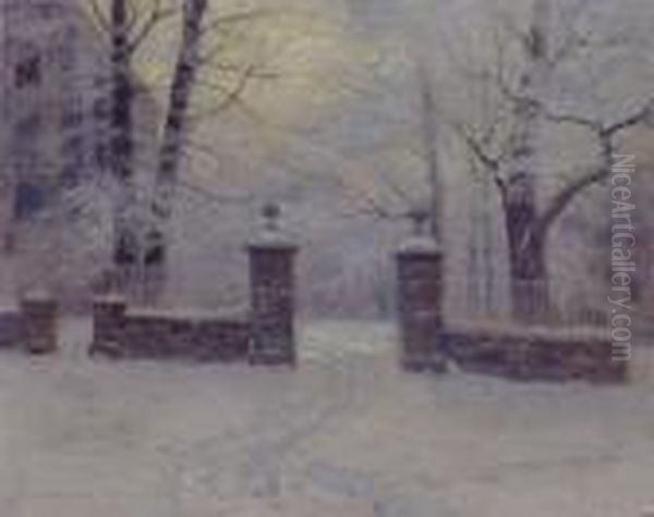 Cathedral Gates In Winter Oil Painting by Lowell Birge Harrison