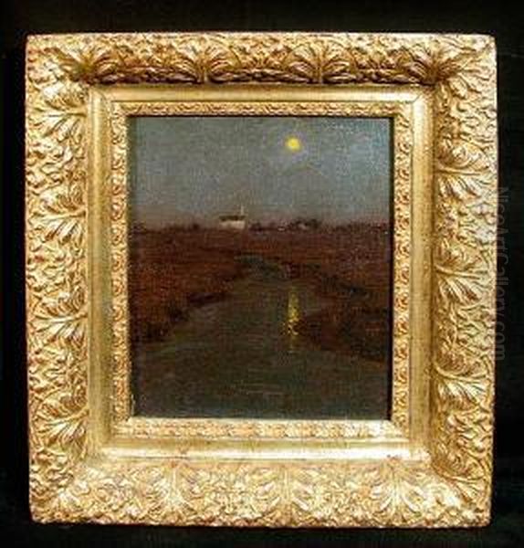 A Moonlit Creek Oil Painting by Lowell Birge Harrison