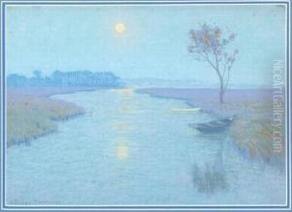 Sunset River Landscape Oil Painting by Lowell Birge Harrison