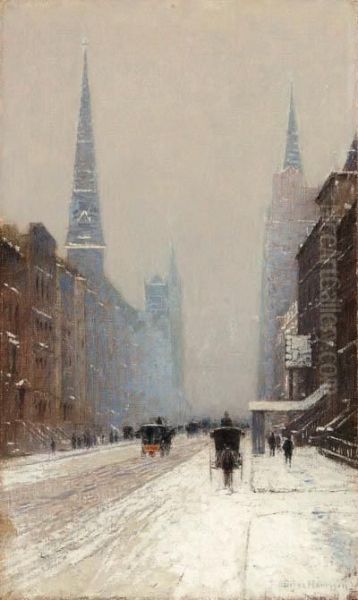 Fifth Avenue In Winter Oil Painting by Lowell Birge Harrison