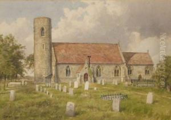 All Saints Church Belton Oil Painting by Charles Harmony Harrison