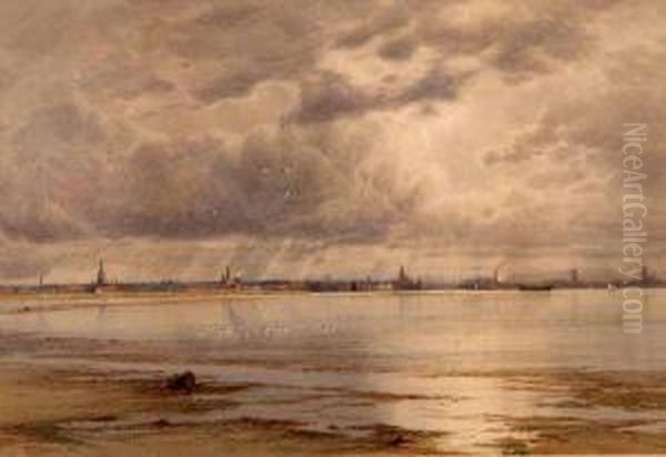 Great Yarmouth From Breydon Oil Painting by Charles Harmony Harrison