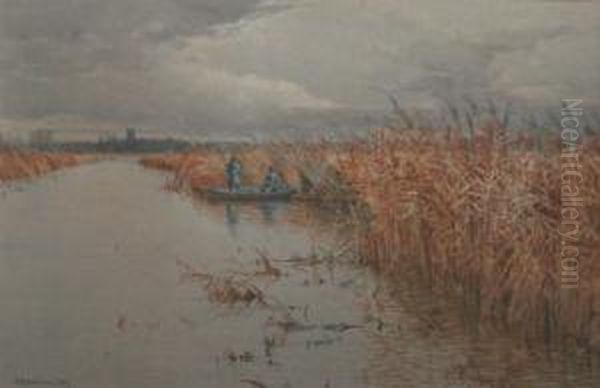 Ranworth Broad Oil Painting by Charles Harmony Harrison