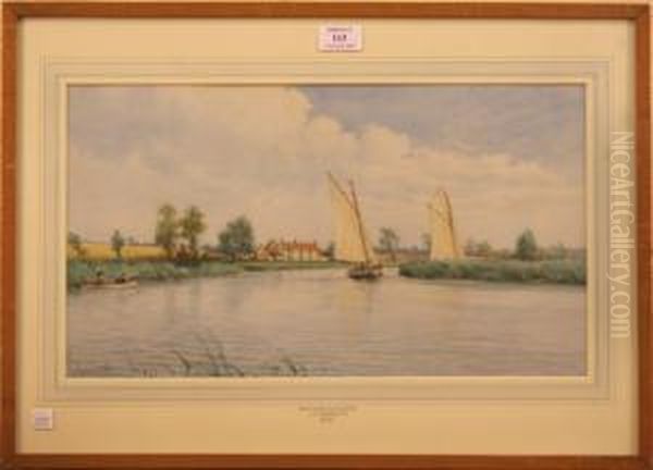 Stokesbury River Bure Oil Painting by Charles Harmony Harrison